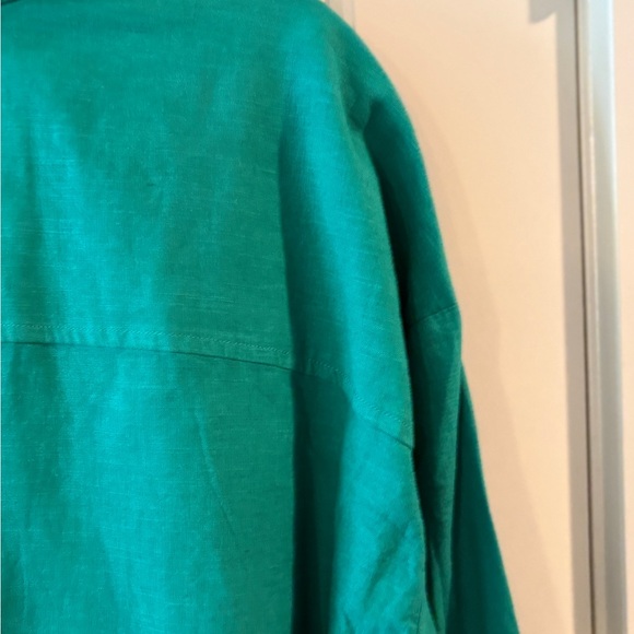 Maeve AnthropologieBennet  Green Button Down Blouse Oversized Pocket Top SZ L - Picture 12 of 15